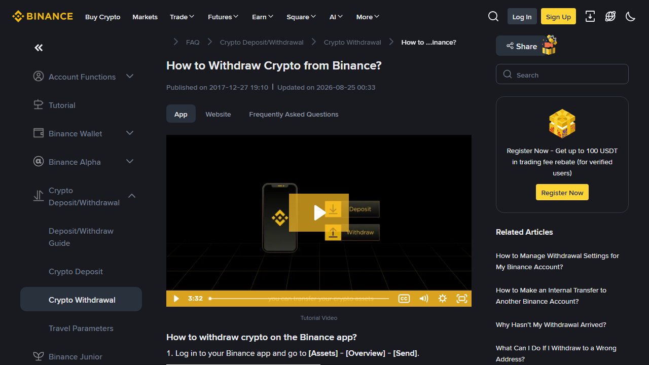 binance.com 官方页面截图:How to Withdraw Crypto from Binance? | How to Withdraw Crypto from Binance,Binan